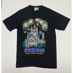 Vintage‎ Excalibur Las Vegas Hotel Tshirt Mens M 90s Castle Glitter Tee Black